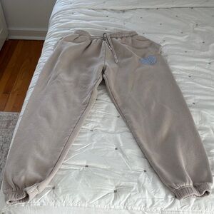 Beige Cozy Fleece Jogger Pants